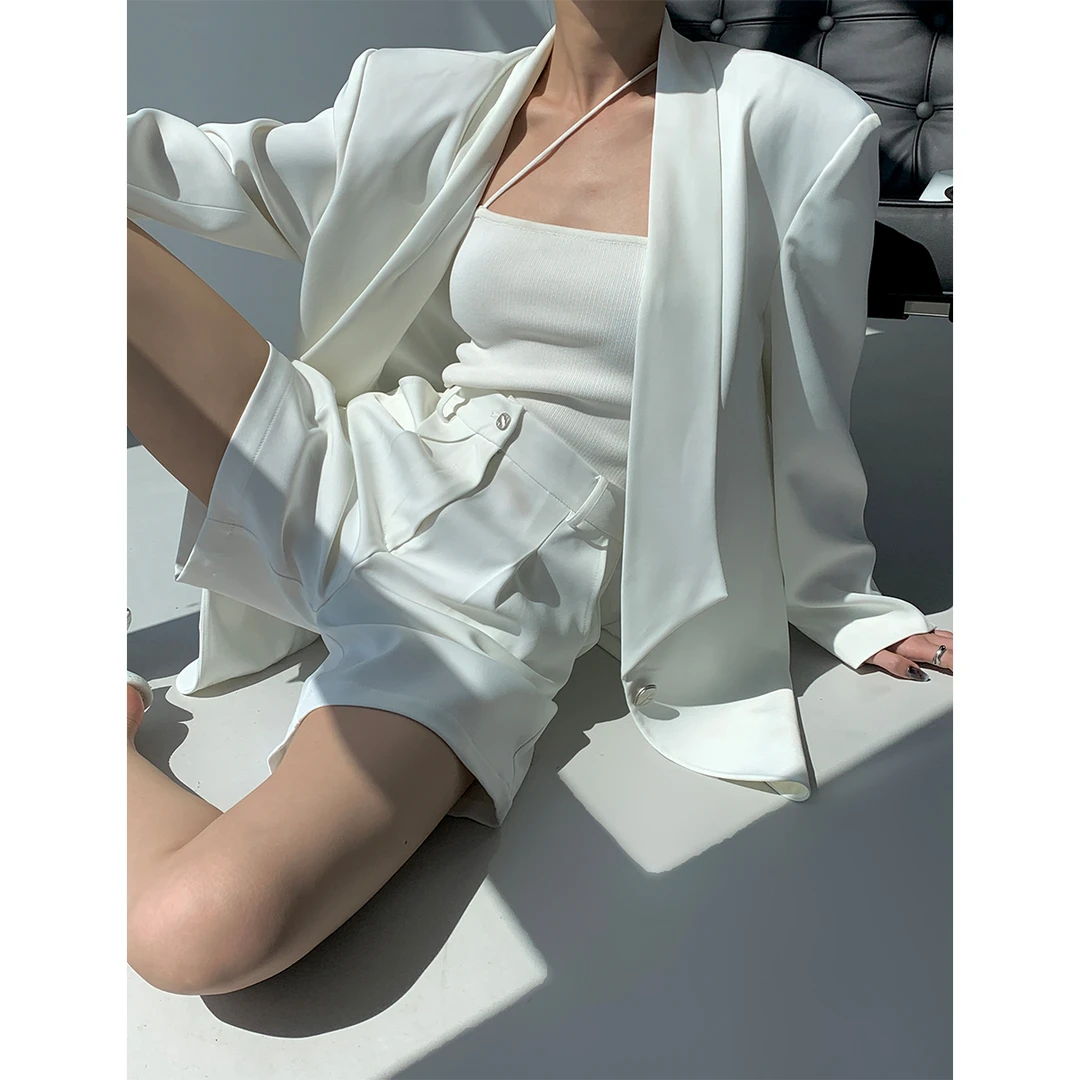 P0321X2002高级感西装外套女夏薄款高腰短裤西服套装08.06抖