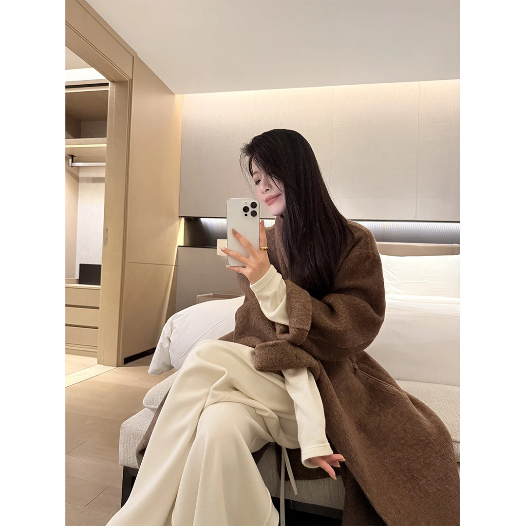 P1110Y3442经典大翻领大衣女气质宽松长款外套08.04抖