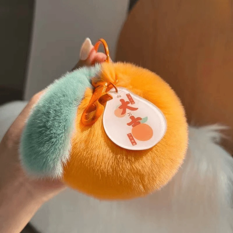 2025秋冬新款创意可爱毛绒仿真小橘子柿子橙子汽车装饰包包钥匙扣