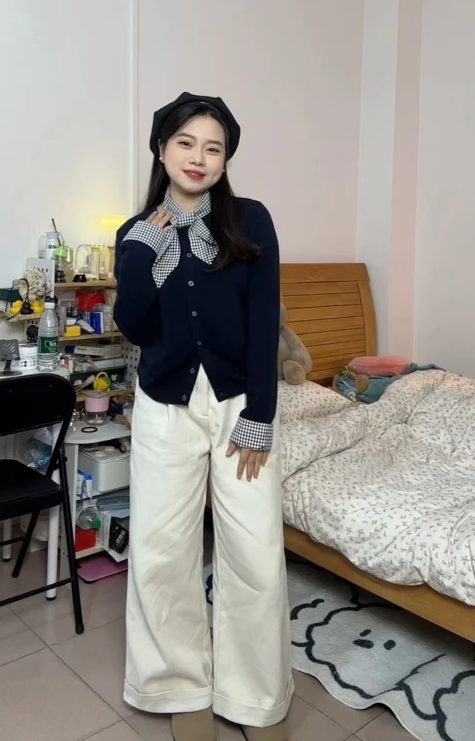 【土豆佳】秋冬季牛仔裤裤子加绒针织上衣套装女孩牛仔裤女