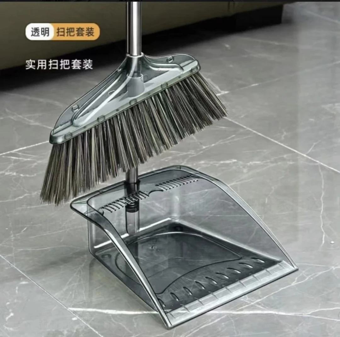 扫把套装斗加大加厚不锈钢杆家用透明扫把款式颜色卫生间大号防00