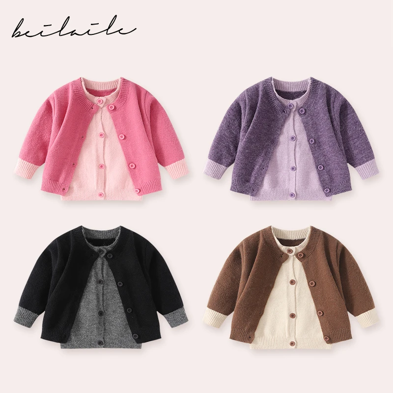 【撞色假两件毛衣 小乐妈咪】婴儿童上衣服打底衫男童女宝宝秋季J11