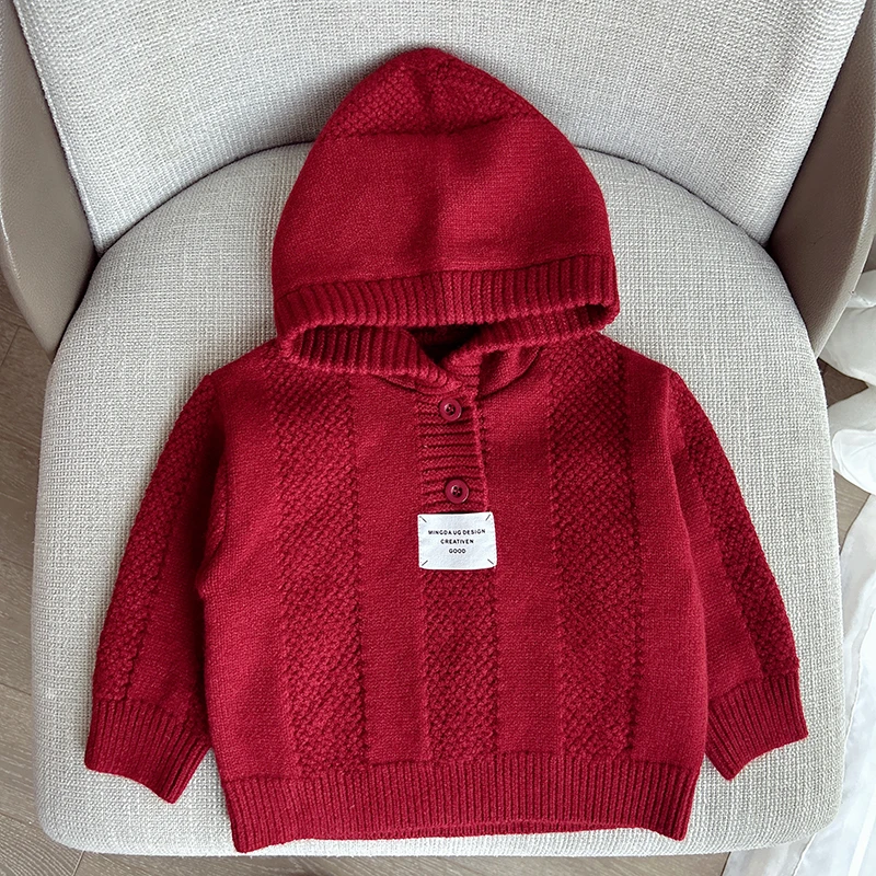 【带帽毛衣针织衫】带帽秋冬款打底衫婴儿冬季男女童上衣J18