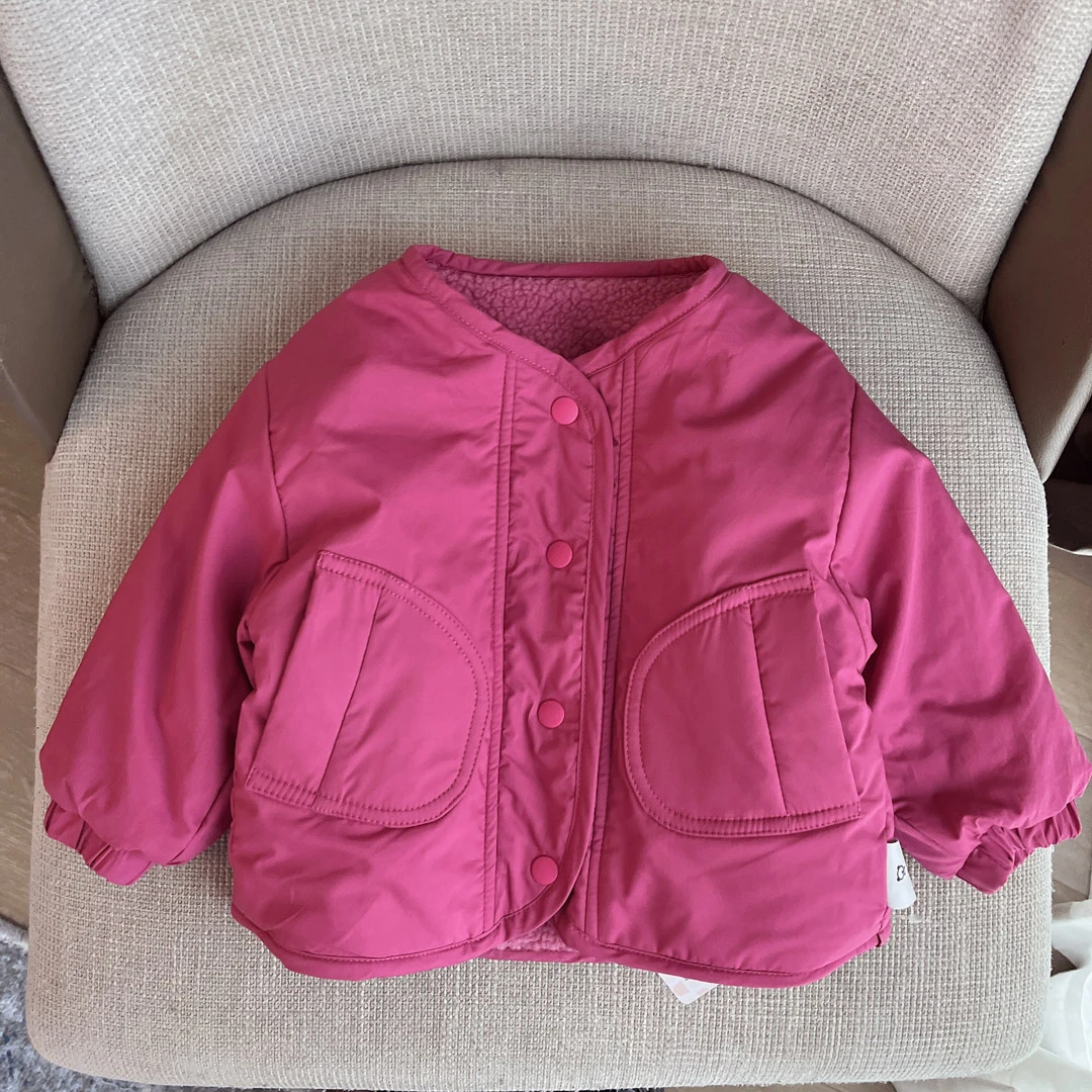 【两面穿毛毛棉外套 小乐妈咪】男童女外套儿童上衣服外出服K8