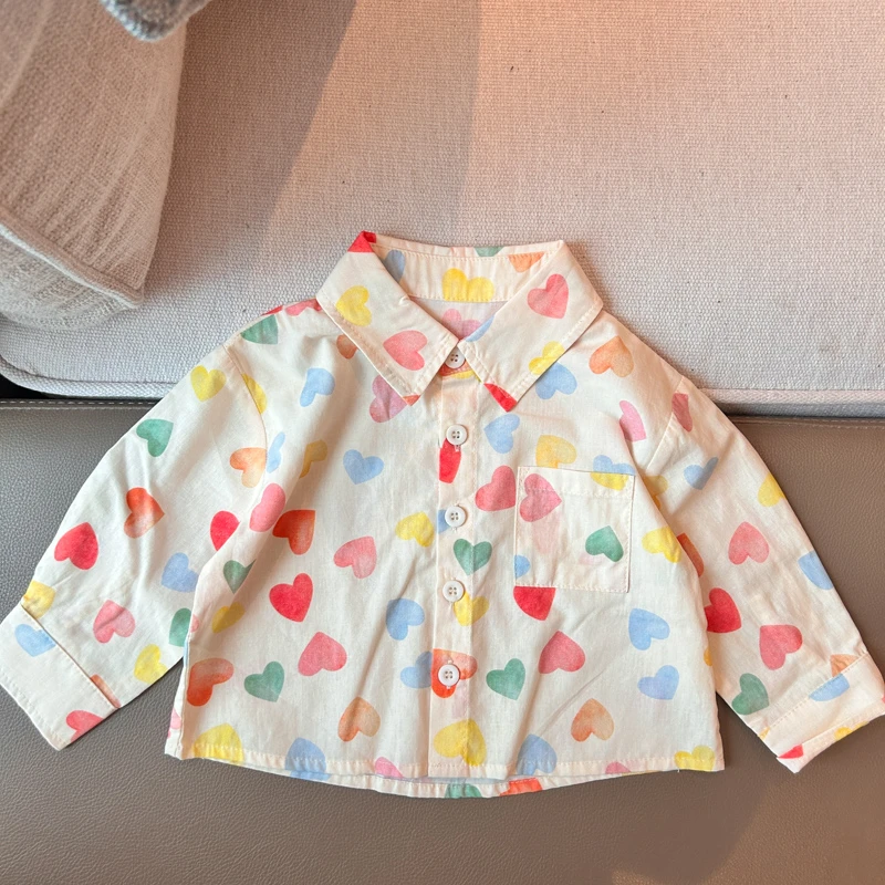 【涂鸦格子衬衫 小乐妈咪】女衬衣秋装新款男童衬衫外套格子儿童H23