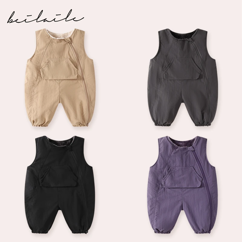 【防水立体口袋加绒背带裤  】宝宝背带裤秋冬男女童哈衣KK