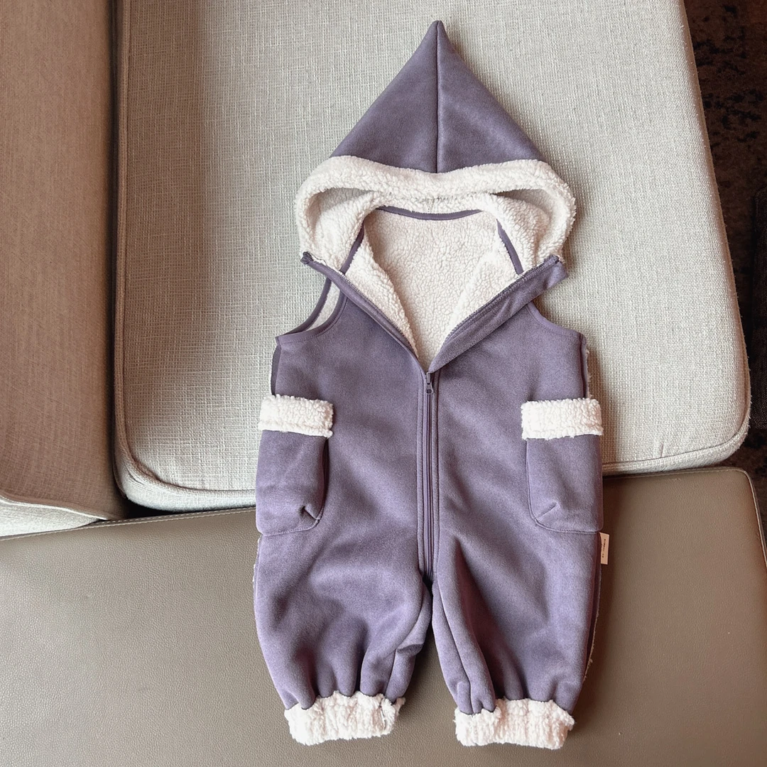 【大口袋带帽背带裤 小乐妈咪】婴儿童连体背带裤子衣服宝宝秋装K1