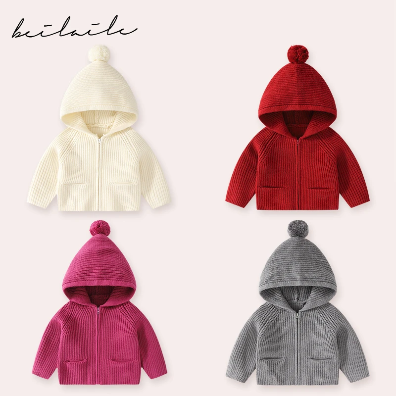 【带帽毛衣针织衫】带帽秋冬款打底衫婴儿冬季男女童上衣宝宝衣服BW