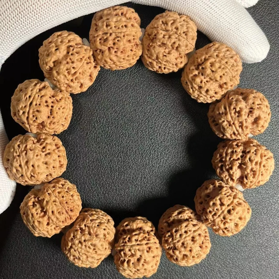精品五星双龙蜂王尼泊尔大金刚菩提籽22mm矮桩梅花爆满肉佛珠手串