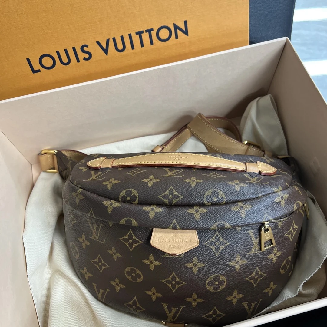 95新 LouisVuitton/路易威登 捐金沉珠/bumbag老花胸包