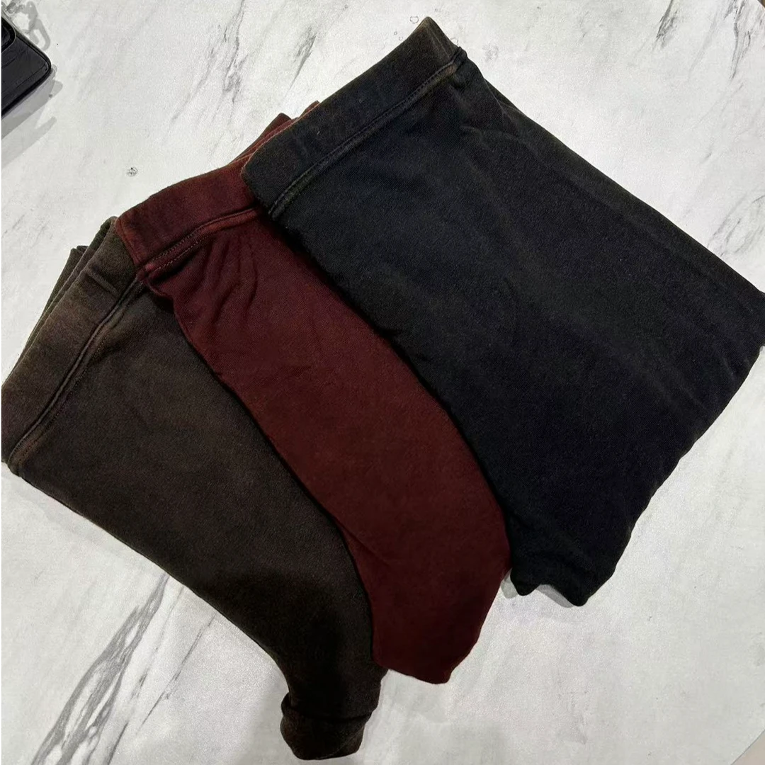 丽丽-原创炒色做旧复古百搭紧身加绒打底裤