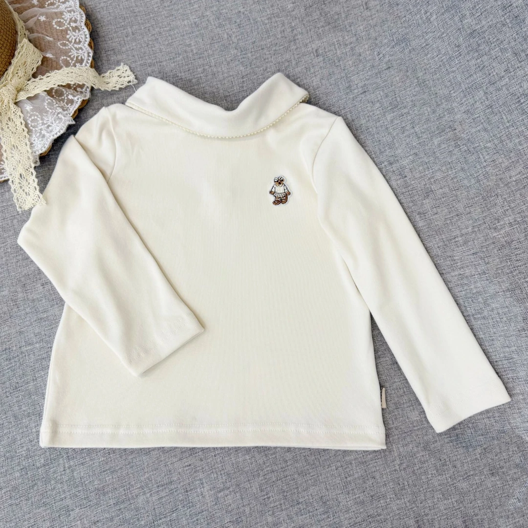 【月光童话】GSS046秋季长袖儿童女童百搭卡通上衣白色时尚套头韩版