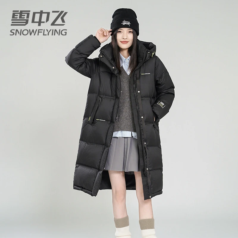 【铂金系列】过膝防风时尚加厚潮牌黑色羽绒服