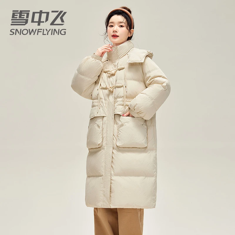 SNOW FLYING/雪中飞【牛角扣款】保暖中长款时尚收腰加厚防风羽绒服