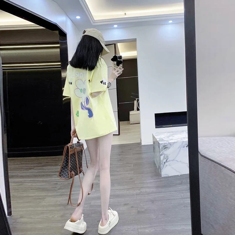 黄色短袖t恤女夏季2025新款韩系绝美独特漂亮多巴胺巨好看上衣