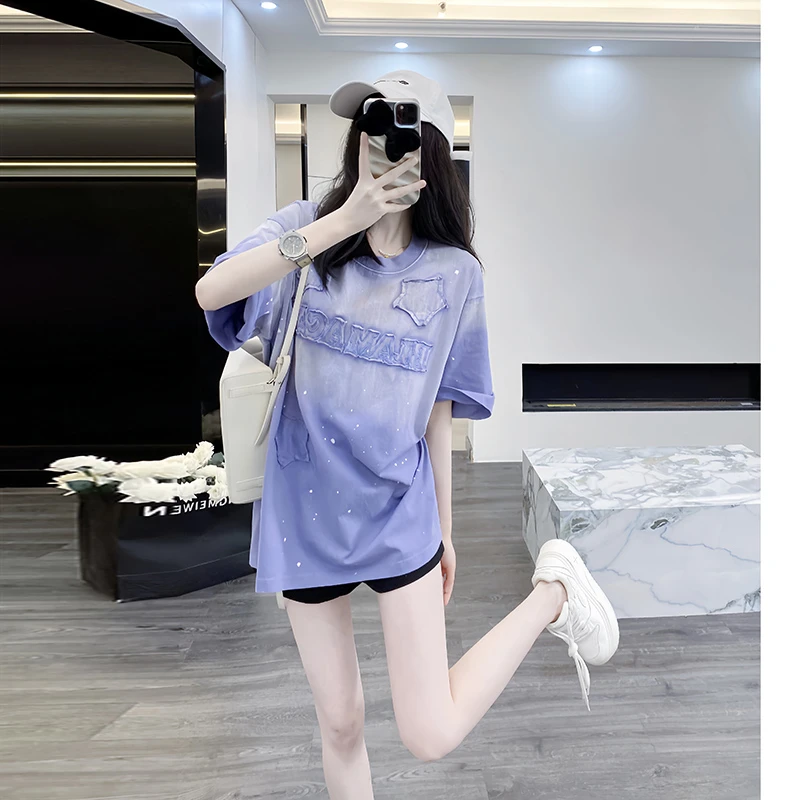 紫色短袖t恤女夏季2025新款独特漂亮高级小众不撞衫多巴胺上衣女