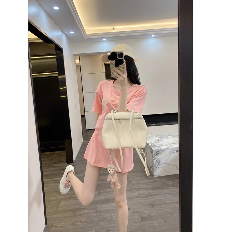 粉色短袖t恤女痞帅炸街风流行时尚潮牌高级感小众女装洋气衣服女