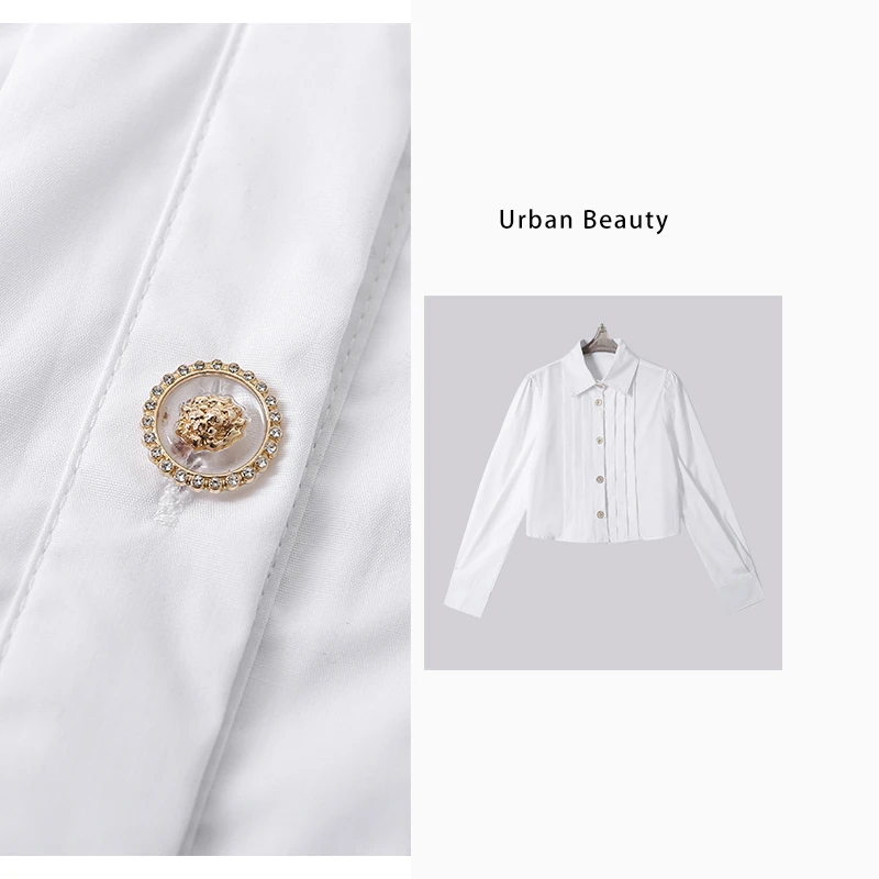 上衣衬衫时尚小众短款气质白色休闲衬衣2025新款女款衣服DF6753