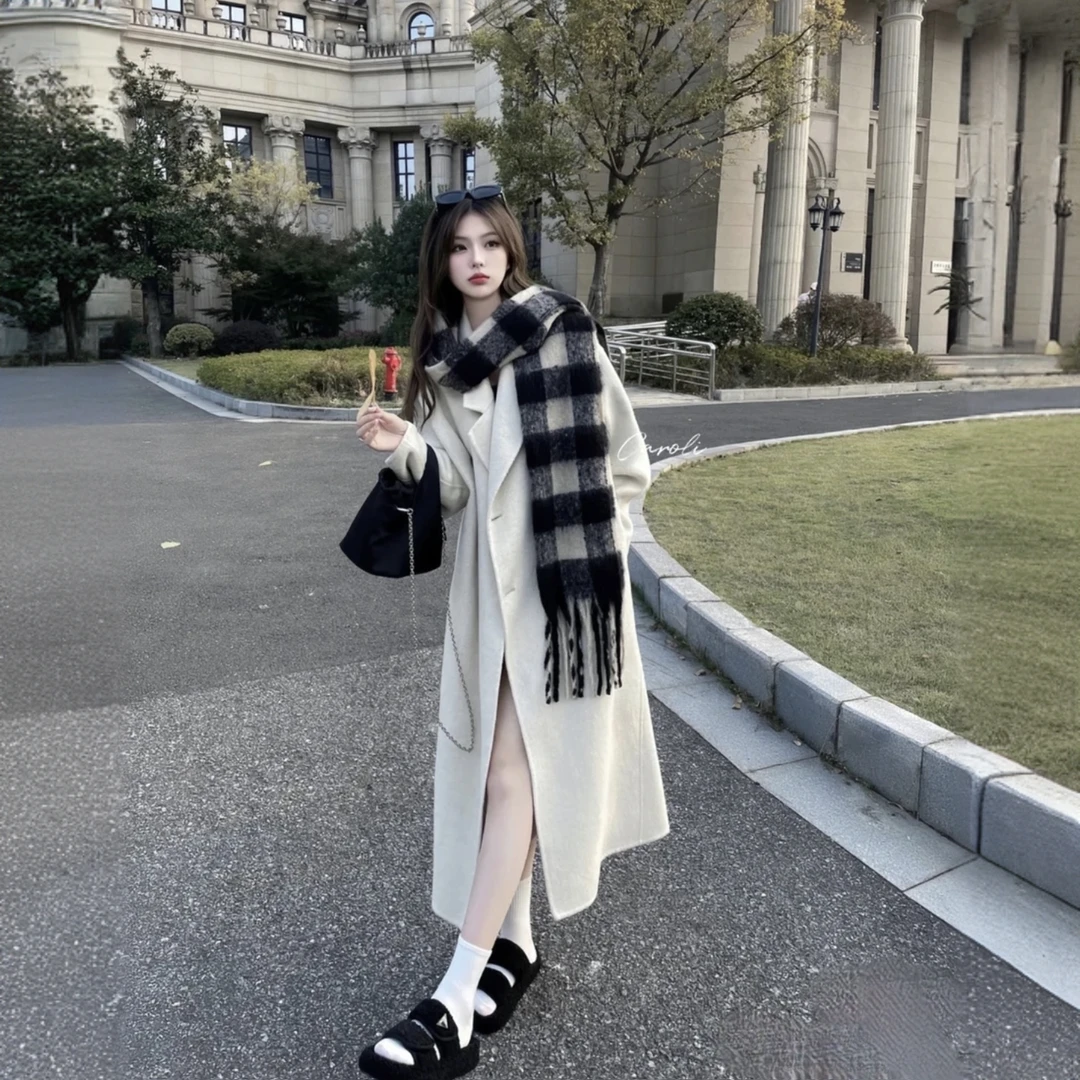 2024冬季新款韩版大衣直筒加棉加厚呢外套大衣宽松加厚外套