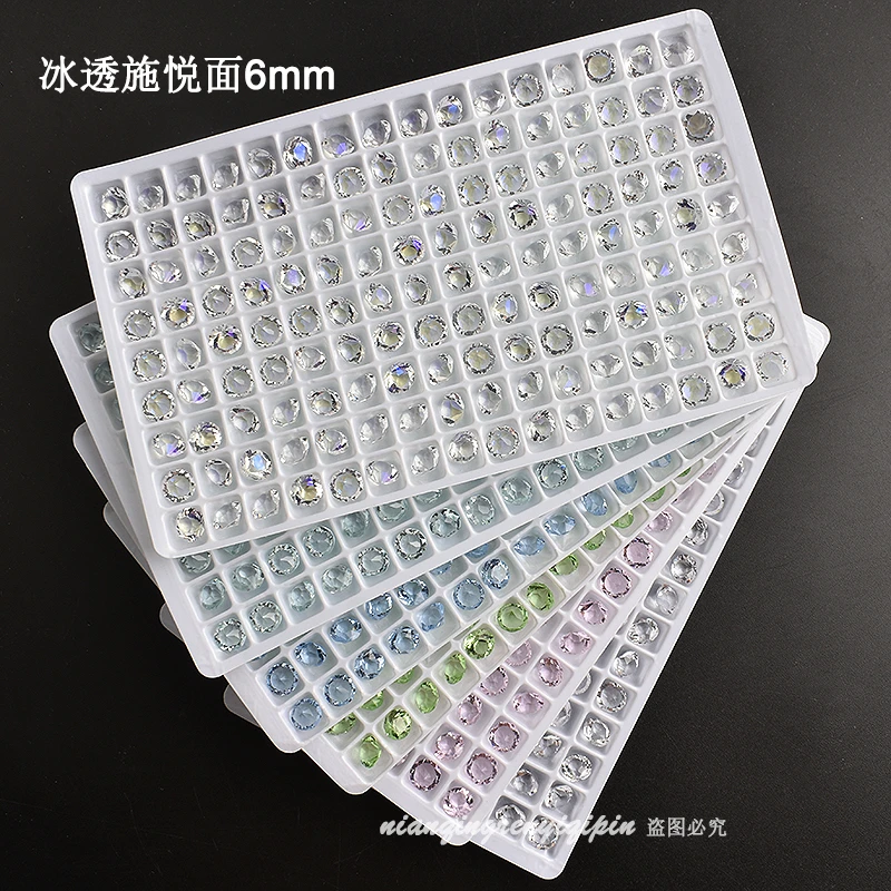 爆款冰透施悦面6mm美甲钻夏季高品质流行尖底透亮堆堆钻指甲diy钻