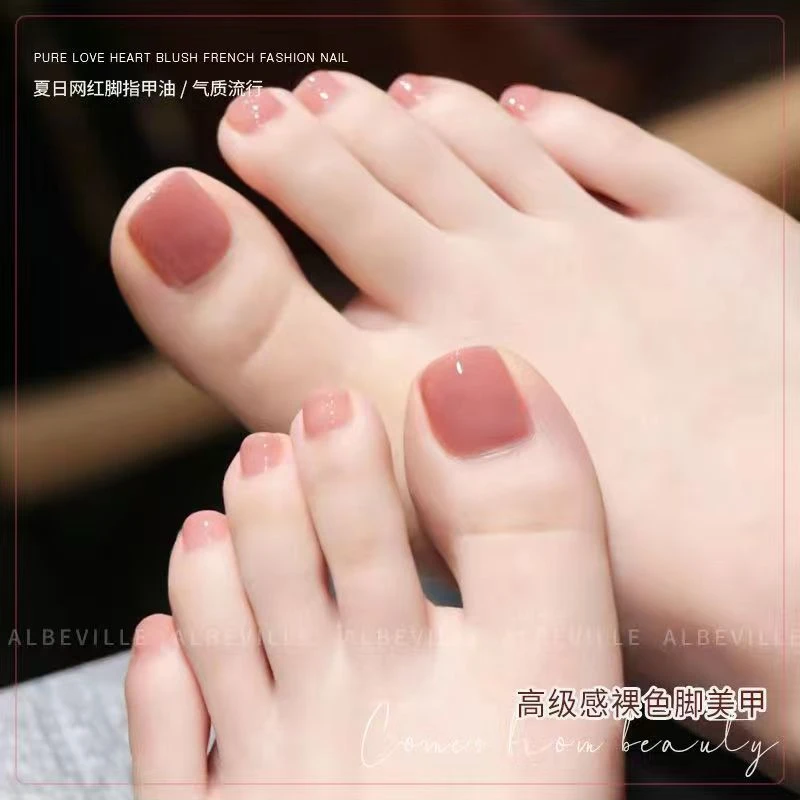 超显白车厘子冰透脚指甲油免烤快干不可剥持久不易掉防水夏季美甲