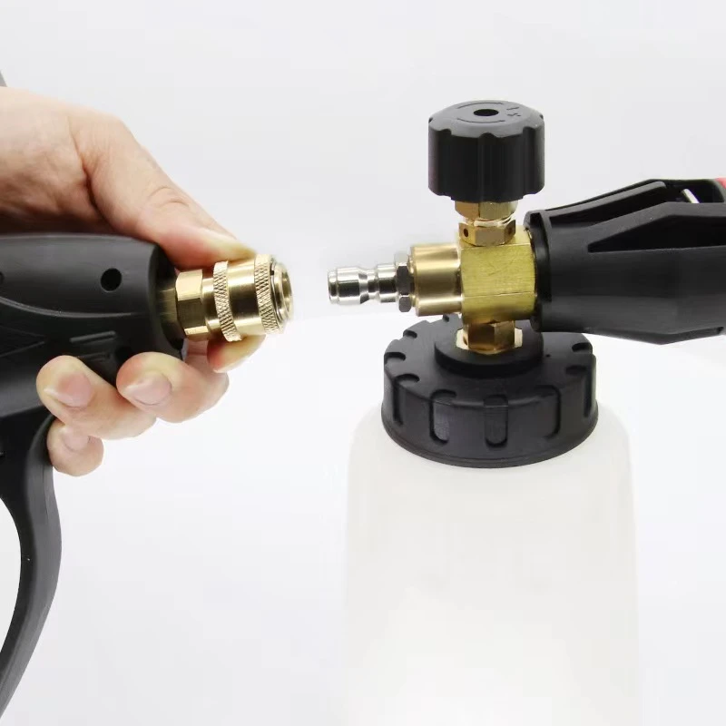 高压洗车机水枪1/4快速铜接头配件泡沫壶转换内外丝