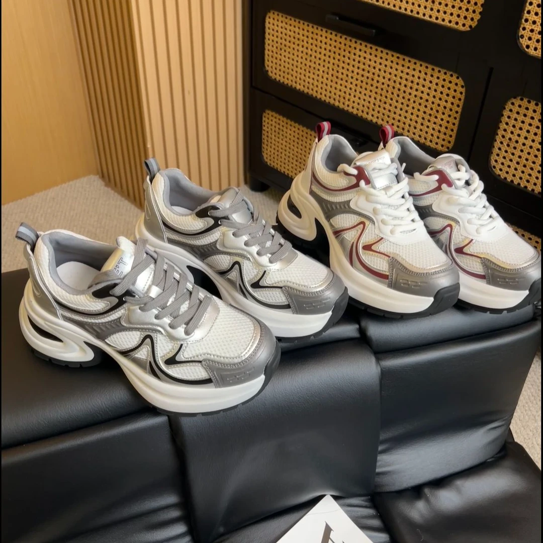 秋季厚底老爹鞋运动风双网系带舒适百搭潮鞋