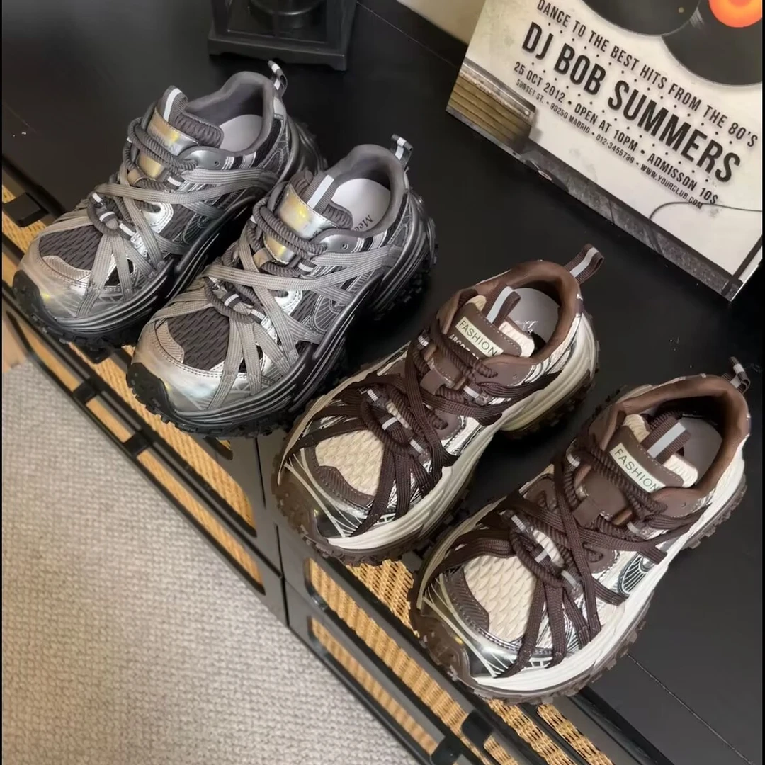 榴莲老爹鞋女2024秋季新款户外增高透气休闲运动鞋