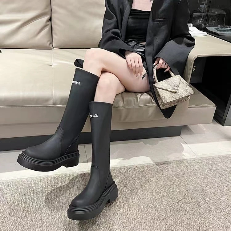 长筒靴女2024年厚底时尚显瘦不过膝美拉德风高筒骑士百搭长靴靴子