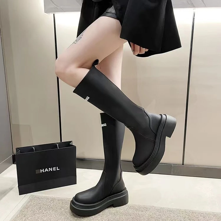 【林感专属】}高筒靴女2023年时尚小个子粗腿显瘦不过膝弹力骑士靴