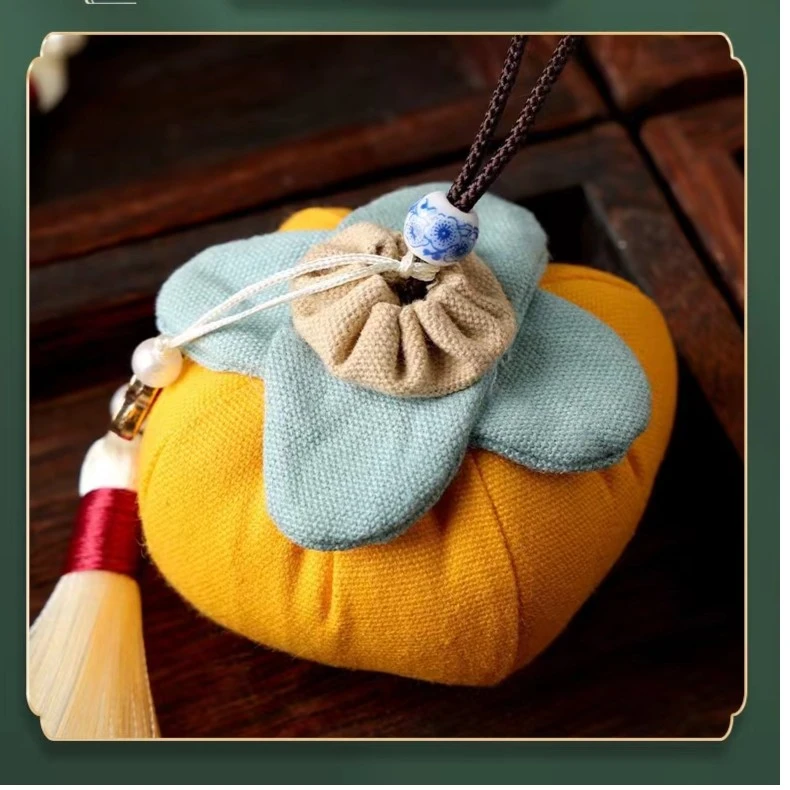 金盘绣麻布柿子柿柿如意柿子香囊配饰