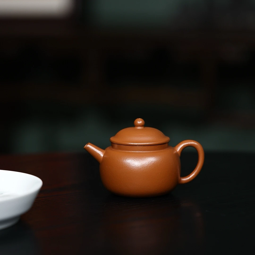 宜兴原矿紫砂茶壶朱泥笠帽明式小壶功夫茶120cc半手工制