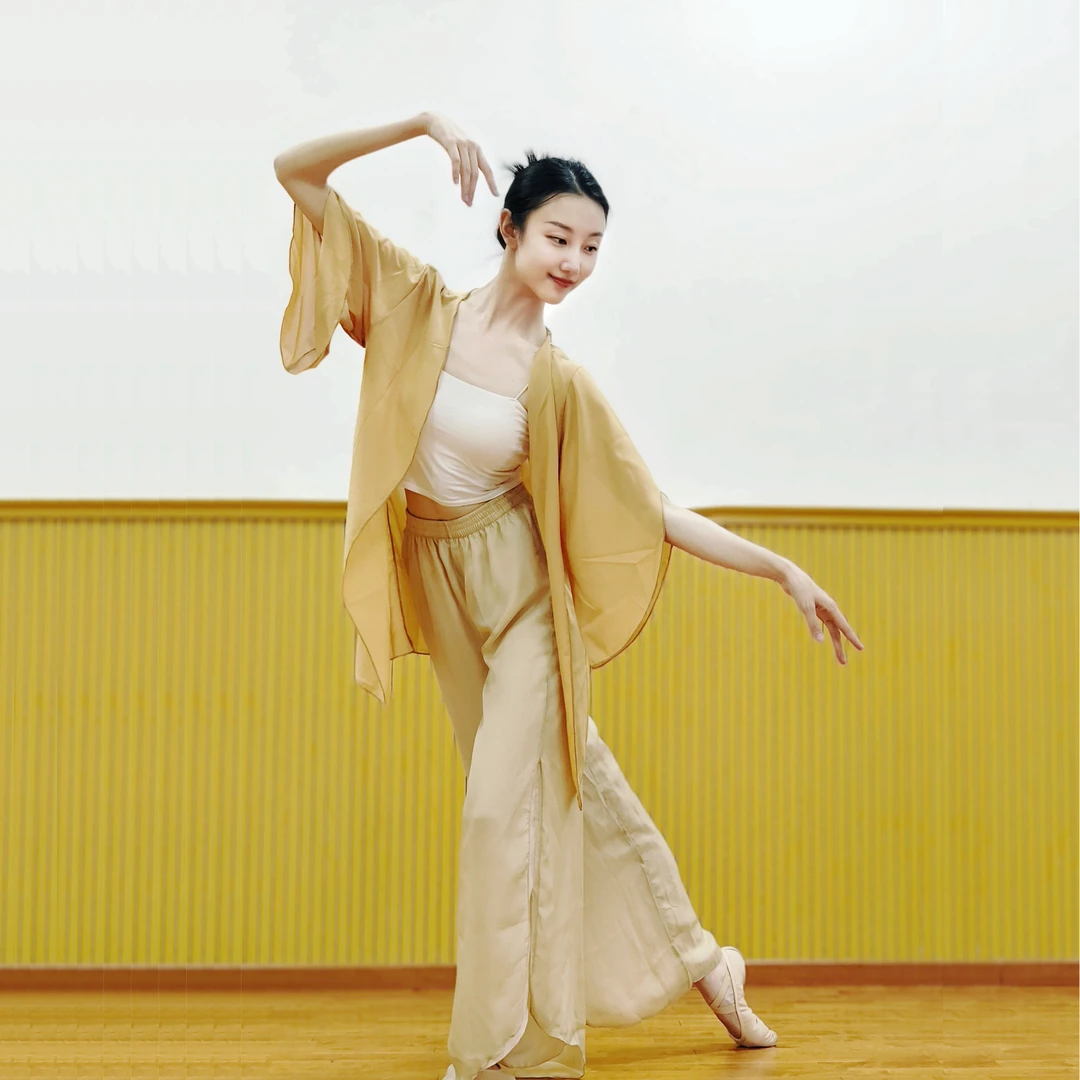 古典舞蹈服女飘逸纱衣中长款练功服披肩开衫中国风古风演出服