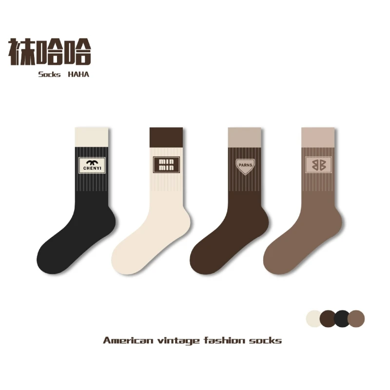 【设计师爆款】秋冬羽毛纱加厚保暖ins街头潮流配鲨鱼裤高筒女潮袜