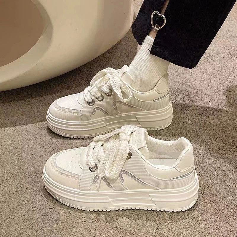 秋冬季回力休闲小白鞋2023春秋新款韩版女式板鞋圆头系带单鞋厚