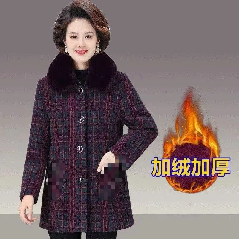 妈妈装秋冬新款外套高档中老年女貂绒大衣