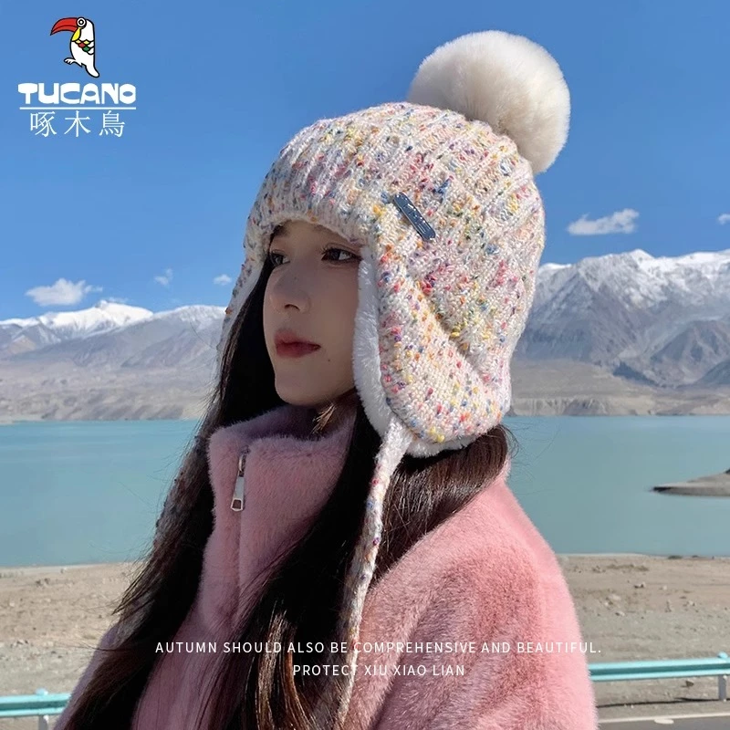 帽子女冬季加绒保暖护耳帽2023新款百搭显脸小防风防寒针织毛线帽