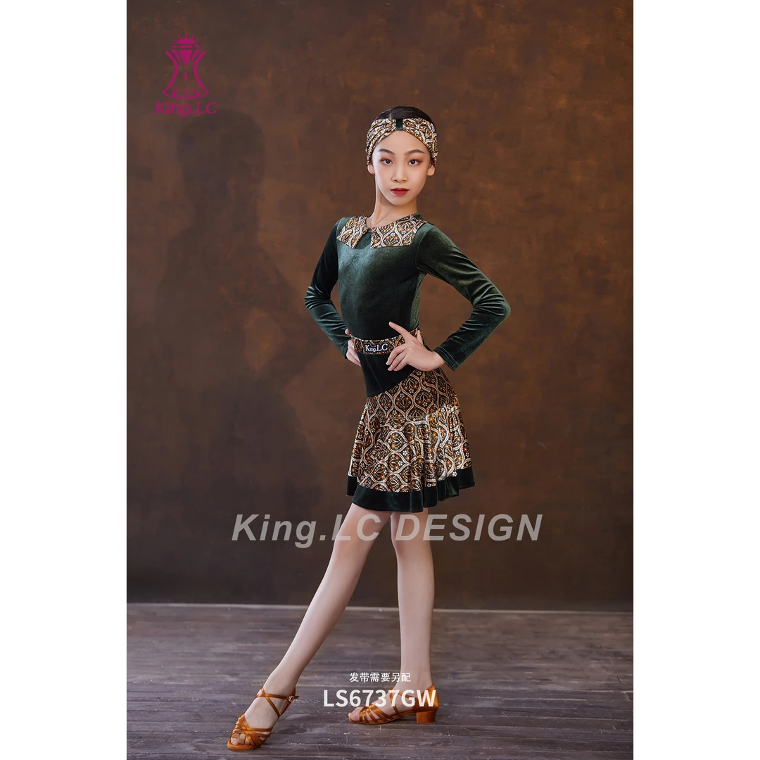 鹏翼之美定制秋冬新款拉丁舞蹈服装女童练功服LS6737GW