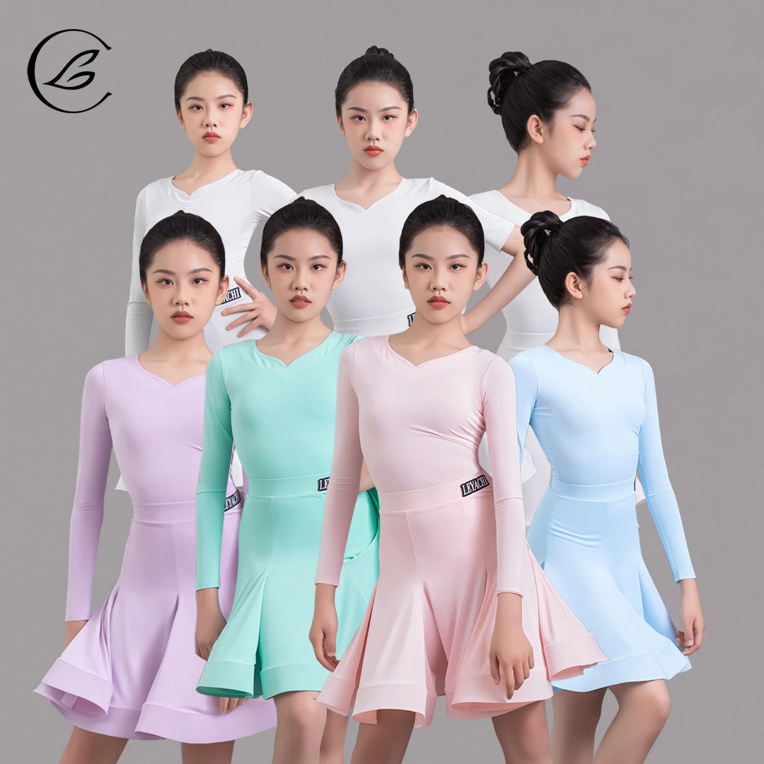 乐雅池2024春夏新款拉丁舞服装儿童女标服表演服高级感舞蹈服赛服
