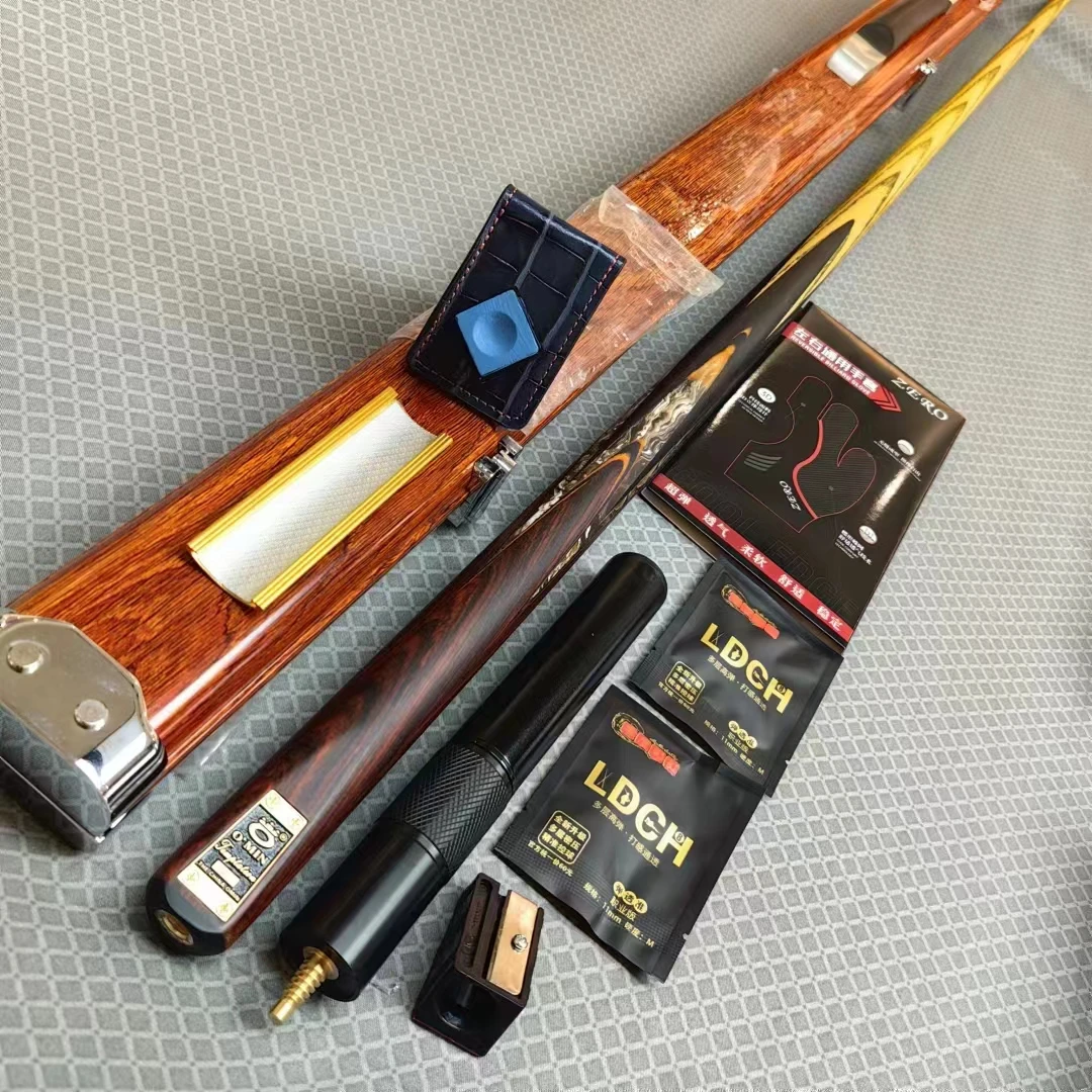 奥秘升级款黄色诱惑台球杆中式小头黑八球杆斯诺克九球通杆手工杆