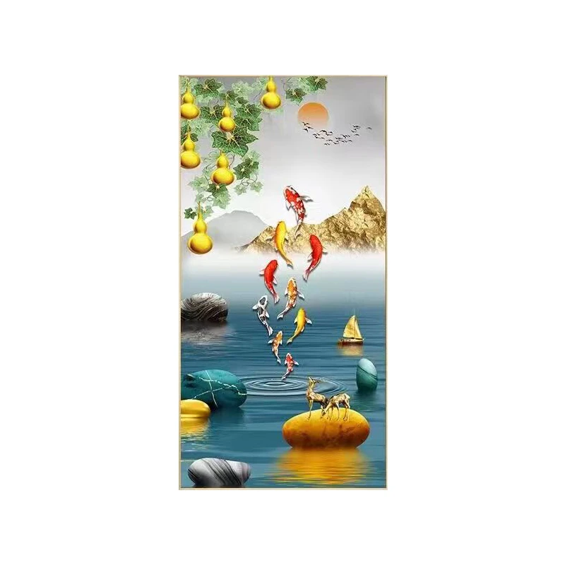 入户玄关装饰画竖版现代轻奢走廊过道挂画高档抽象客厅壁画镶钻