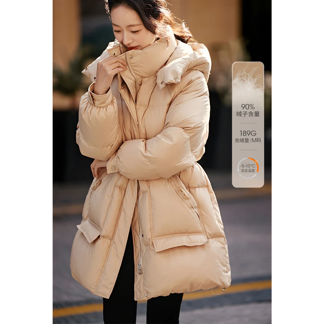 沫晗依美【直播】加厚三防保暖羽绒服2025暗纹肌理牛角扣羽绒服