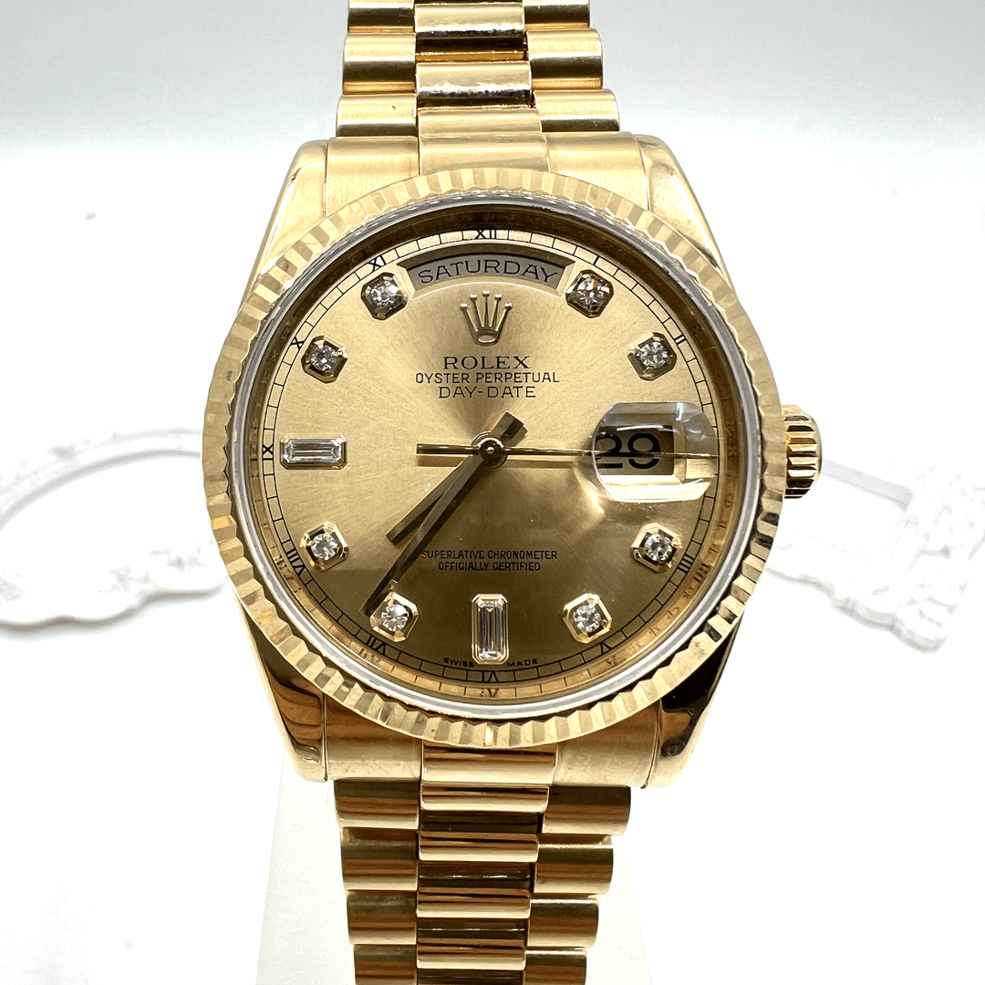 95新 Rolex/劳力士 星期日志118238/36mm/金原钻/单表/公价278500