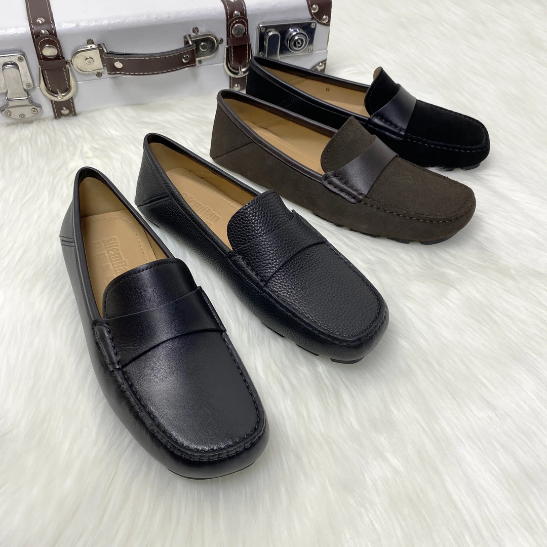 豆豆鞋男款2025新款爆款男士皮鞋软皮休闲软底真皮方头豆豆鞋55