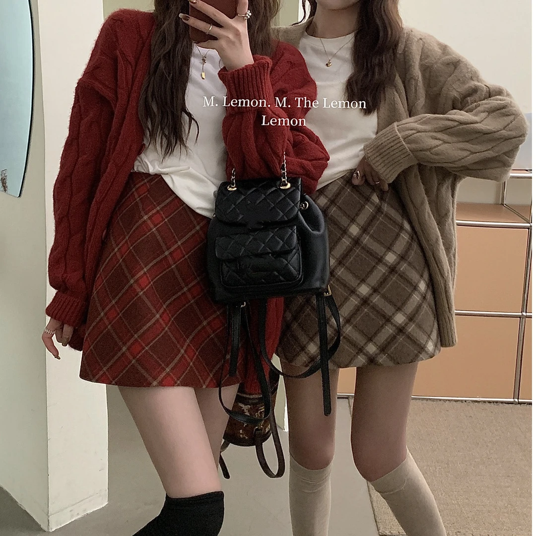 2025新款韩版chic毛呢高腰厚实A型短裙 显瘦复古时尚百搭女半身裙