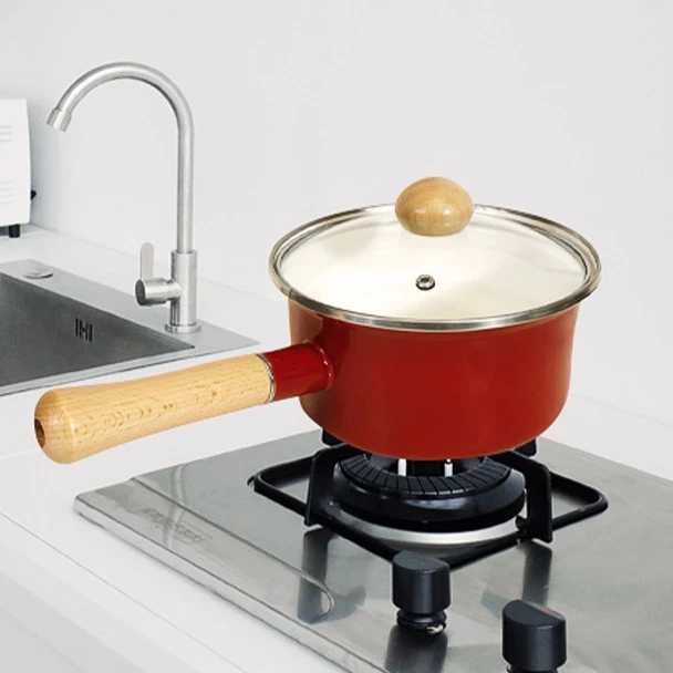 搪瓷珐琅奶锅辅食单柄奶锅宝宝日式泡面锅家用小汤锅煮面锅雪平锅