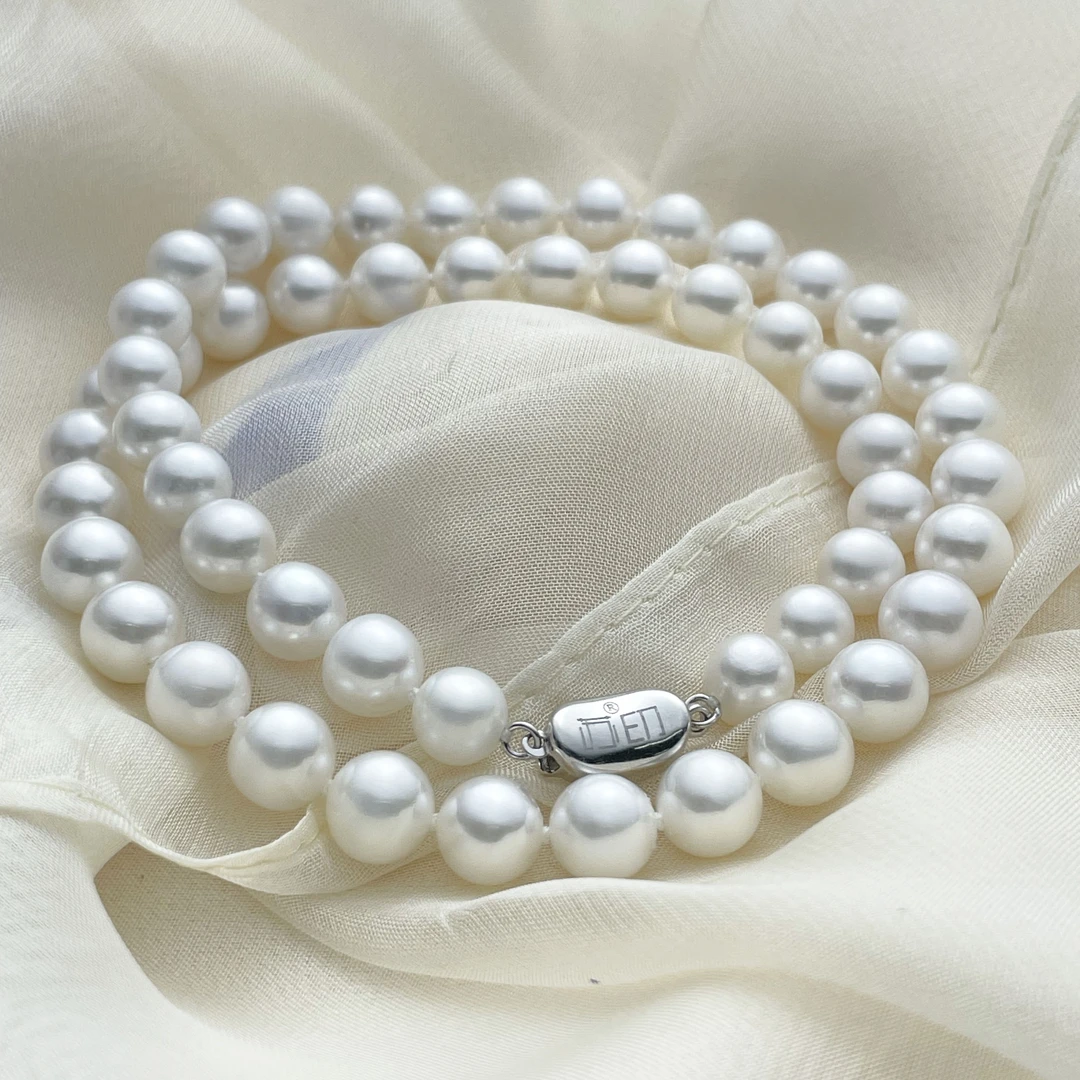 7-8mm正圆天然淡水无核高品珍珠项链基本无瑕