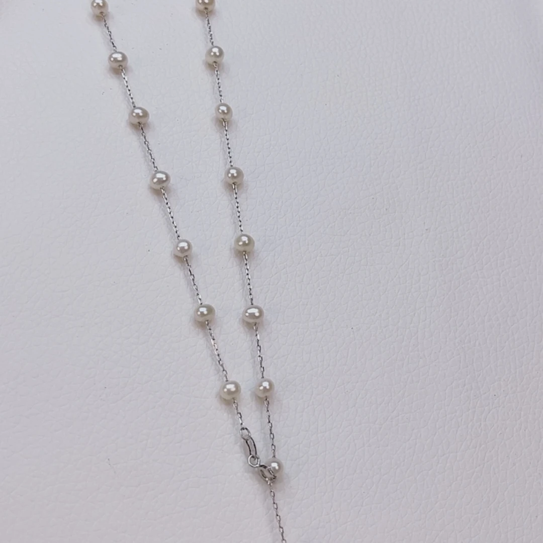 【闪购商品】淡水珍珠颈饰银S925镶嵌卡4