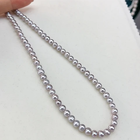 淡水珍珠颈饰未镶嵌卡5➕灰紫炫彩