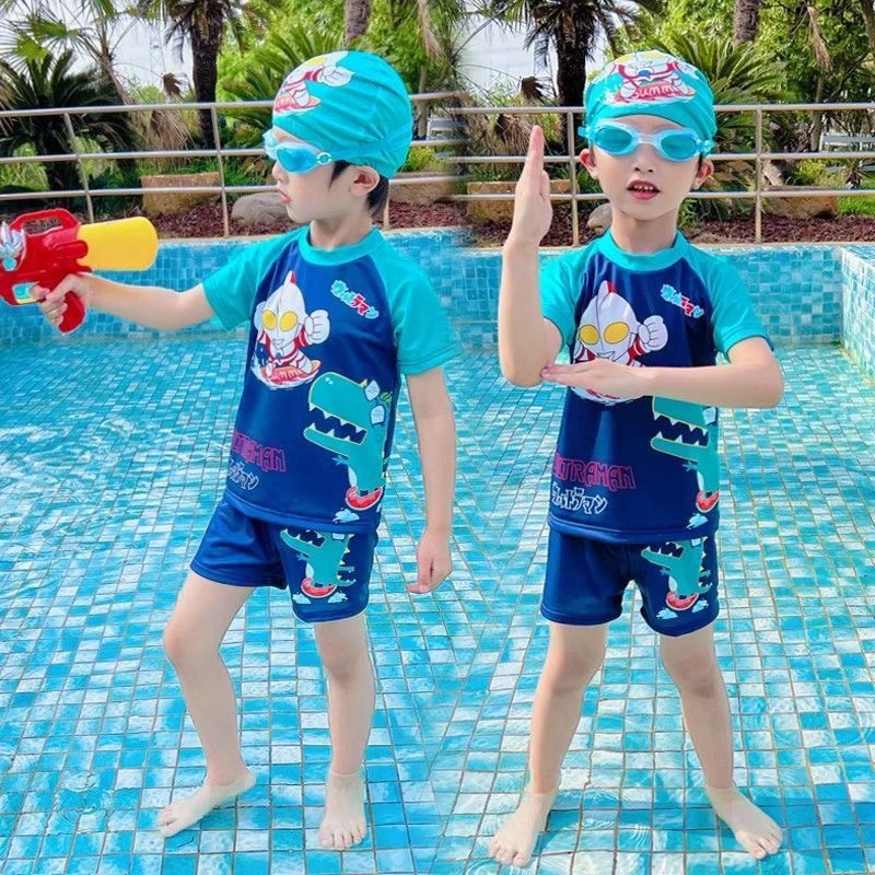 男童泳衣宝宝奥特曼连分体泳装儿童速干游泳衣裤男孩专业装备套装